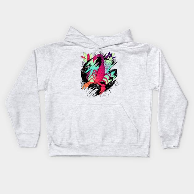 Blue Red Blend Cosmic Scorpion Kids Hoodie by kenallouis